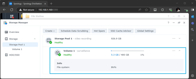 PRTG disk volume for recordings