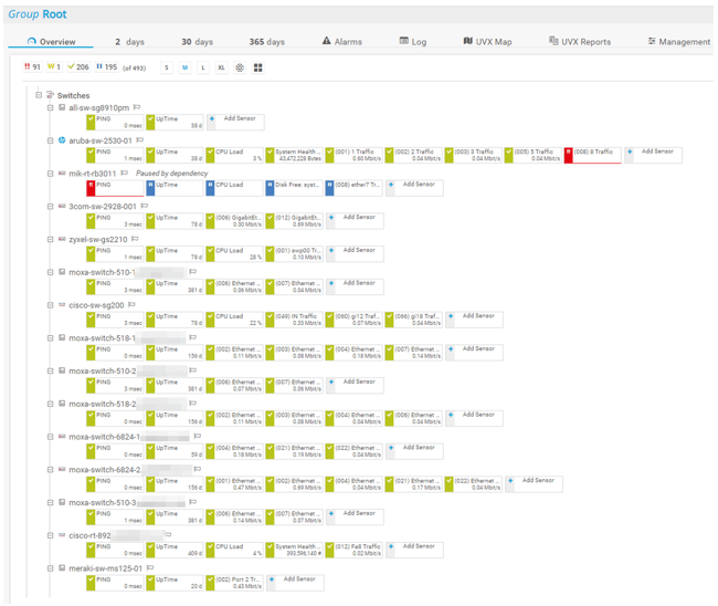 Devices are successfully exported from UVexplorer to PRTG