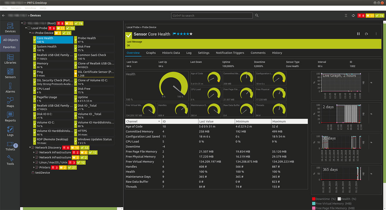 prtg network monitor linux