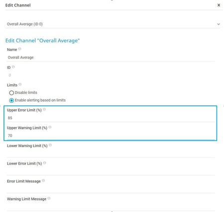 Change Channel Warning Limit in PRTG