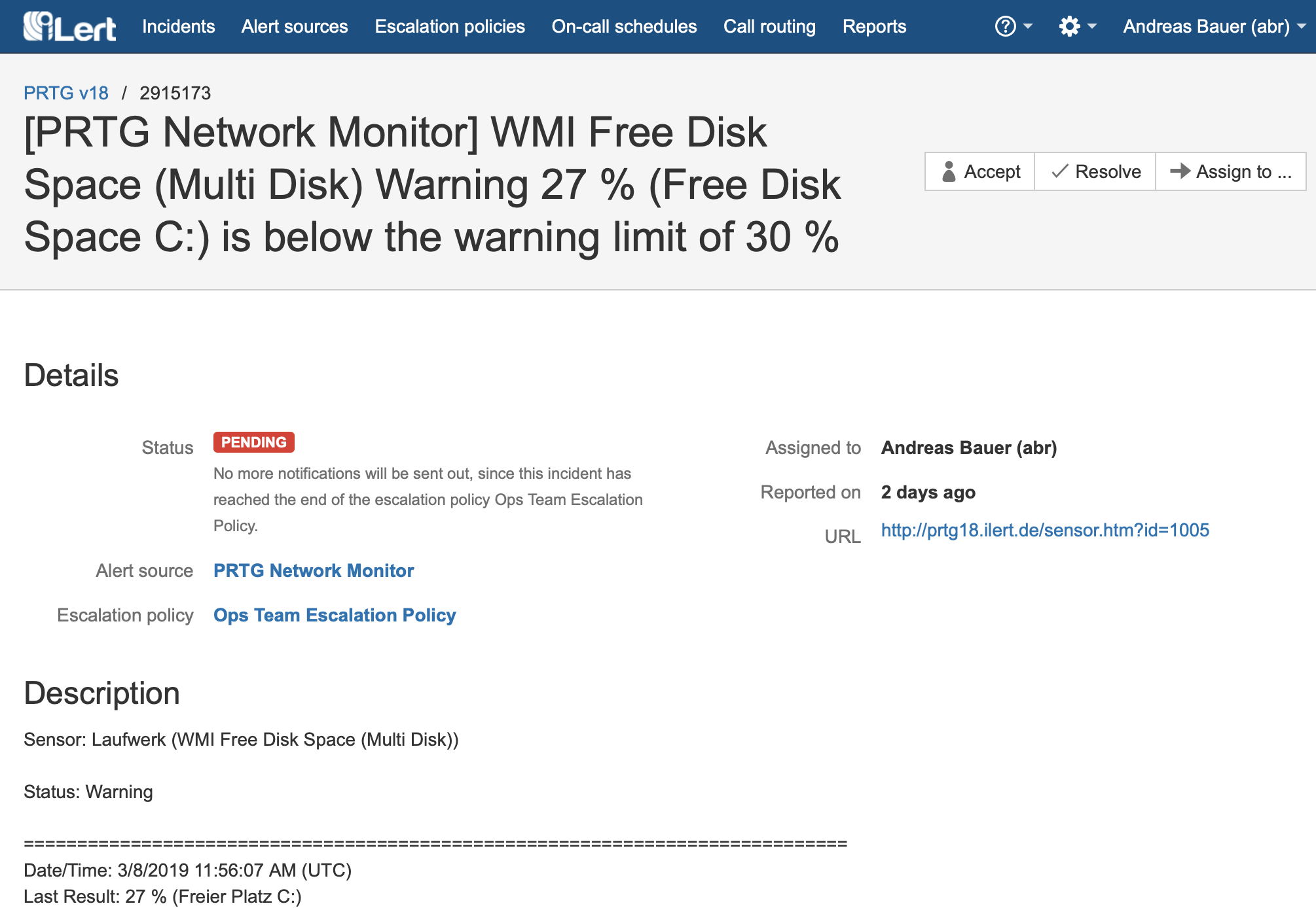 Being OnCall with PRTG and iLert