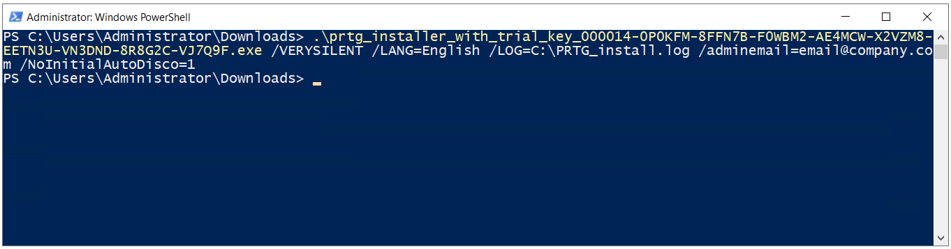 Useful command line parameters for PRTG setup