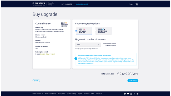 Upgrade self serve checkout