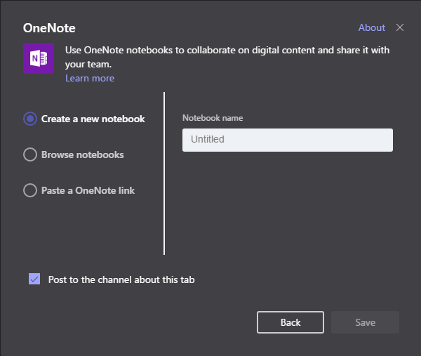 Teams Improved OneNote tab