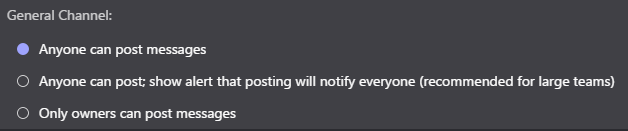 MS Teams Control who can post