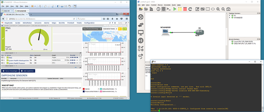 The free network simulation GNS3 also allows the administrator to integrate virtual machines.