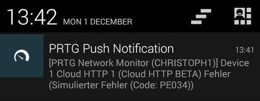A push notification being displayed on an Android device