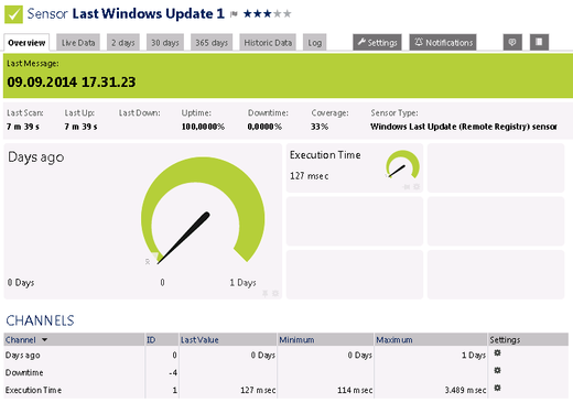 Overview of the Windows Last Update sensor