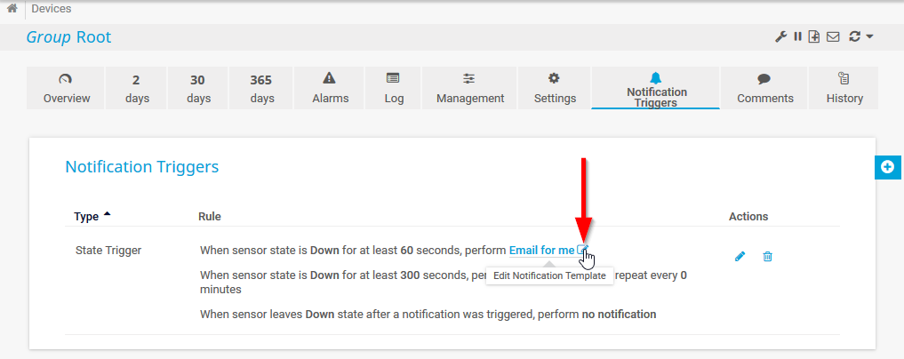 In-page edit of notification triggers in PRTG 18.4.45