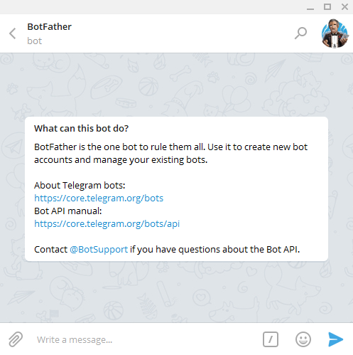 Chat with BotFather